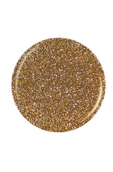 Glamorous glittering gold button badge nail polish sample color swatch in white setting